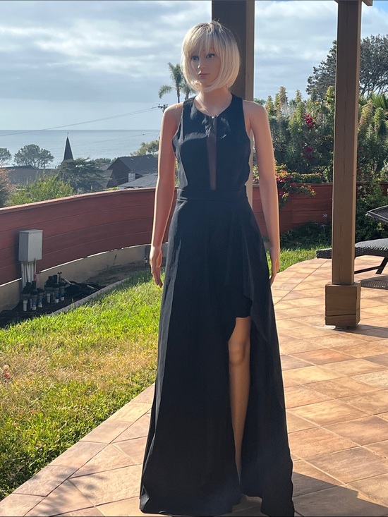 Windsor Dresses & Skirts - Black Gown with mesh detail and side cutouts
